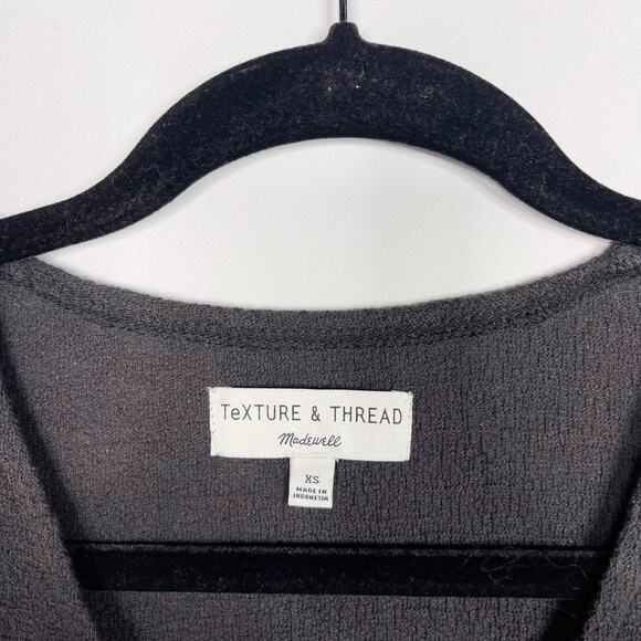 Madewell Texture & Thread Wrap Tie Top Dark Gray XSmall XS Short Sleeve Cropped - Picture 6 of 8